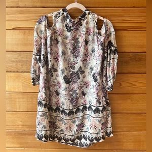 Angie Long Sleeve Cold Shoulder Floral Dress Size Small